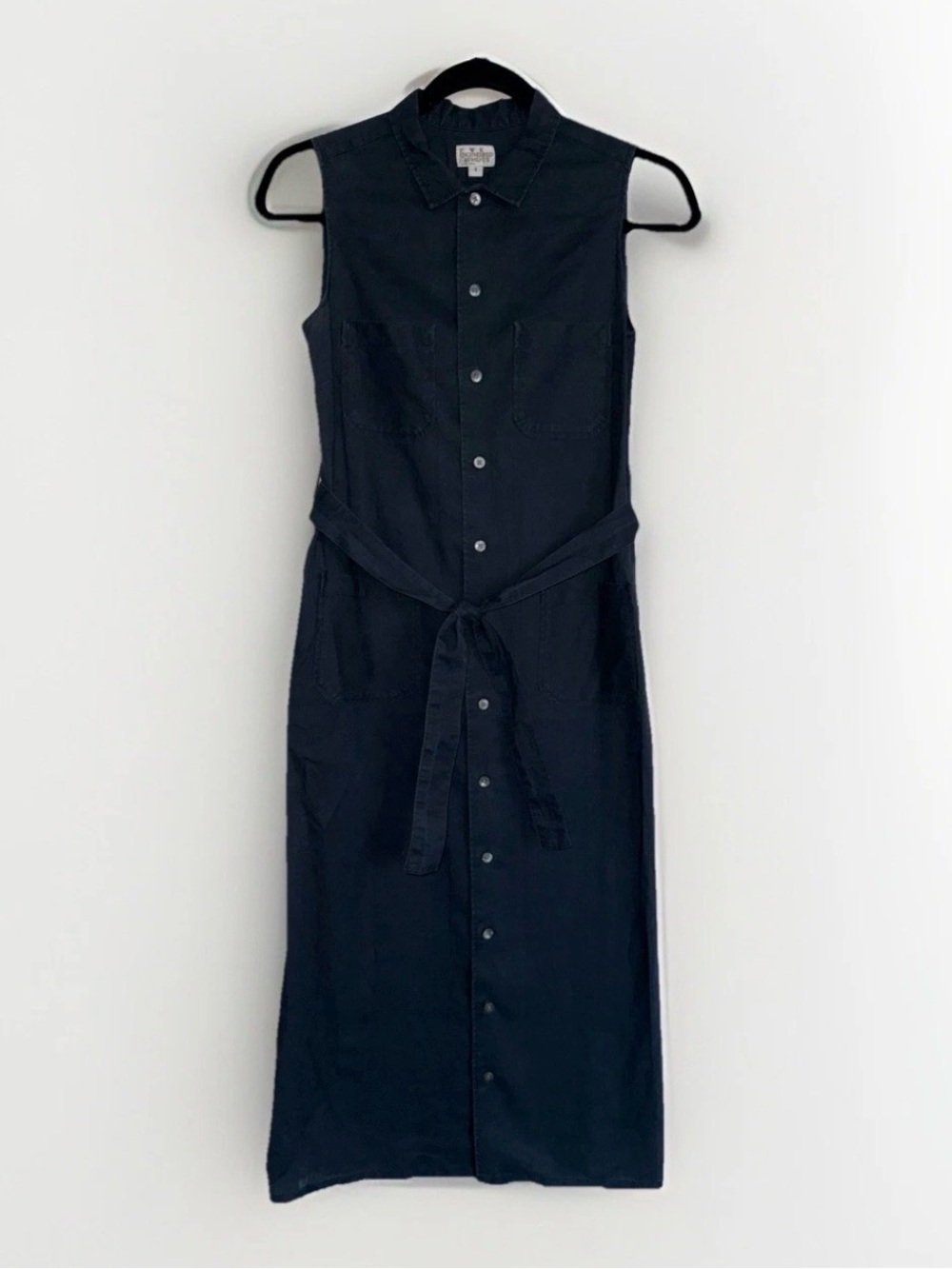 FWK ENGINEERED GARMENTS Cotton Linen Button Down Collar Belted Midi Sundress 1 S